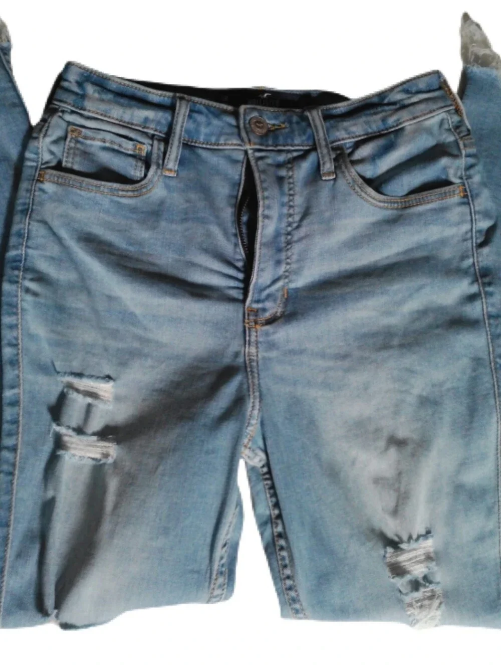 Hollister Light Blue Distressed Destroyed Boyfriend Jeans